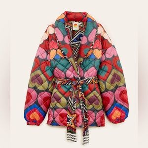 Farm Rio Full Of Hearts Reversible Puffer Jacket